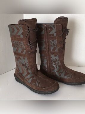Teva Cara Kiru Tall Boots Brown Leather Suede Hiking Outdoor SN 4297 Youth Sz 5